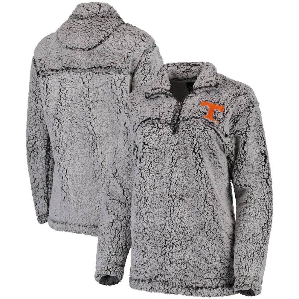 Tennessee Volunteers Pullover Women's YL Gray Sherpa Super Soft 1/4-Zip Jacket